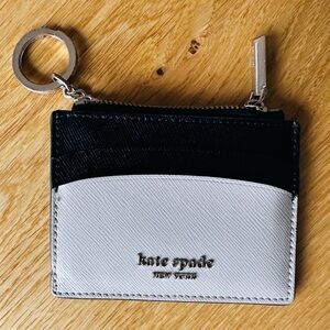 Kate Spade Beige and black Multi Card Holder Wallet Two-Tone Leather Genuine